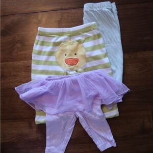 Carter's Assorted Leggings Duck Stripe and Purple Tutu Leggings